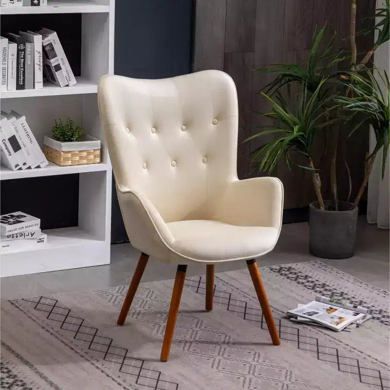 Roundhill Furniture Doarnin Contemporary Silky Velvet Tufted Button Back Accent Chair, White