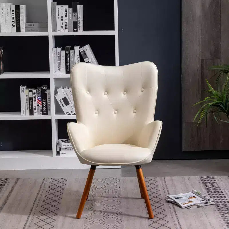 Roundhill Furniture Doarnin Contemporary Silky Velvet Tufted Button Back Accent Chair, White