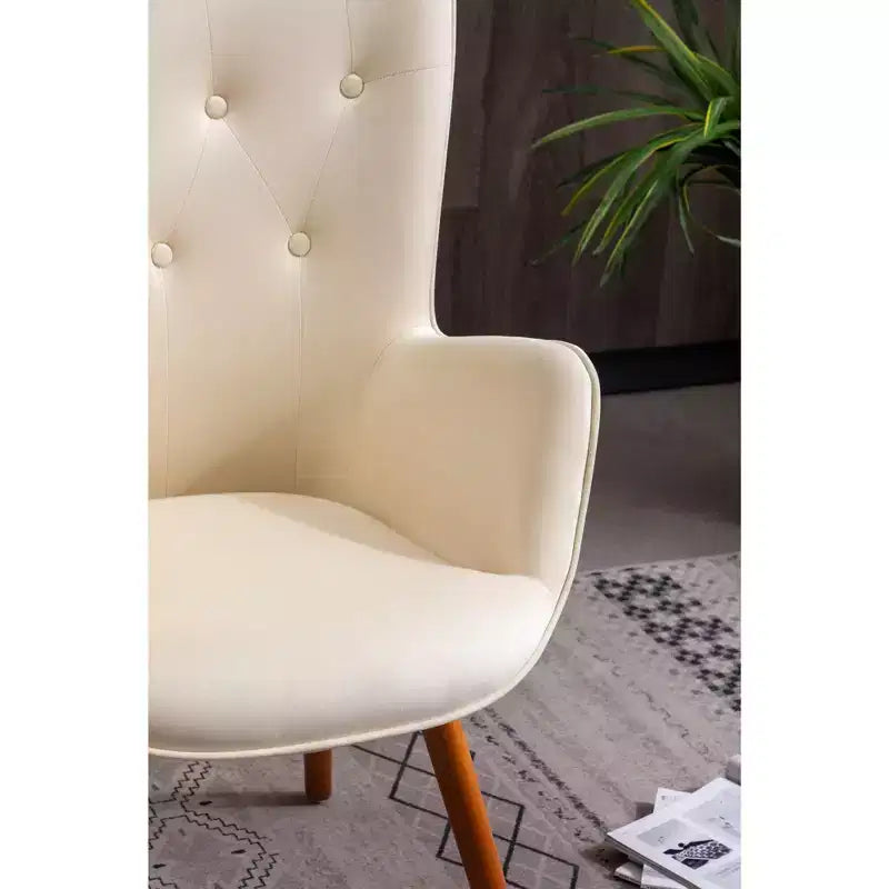 Roundhill Furniture Doarnin Contemporary Silky Velvet Tufted Button Back Accent Chair, White