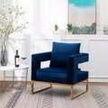 Roundhill Furniture Lenola Contemporary Upholstered Accent Arm Chair, Blue