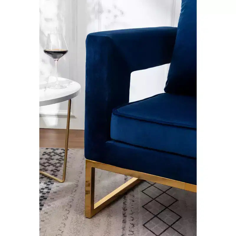Roundhill Furniture Lenola Contemporary Upholstered Accent Arm Chair, Blue