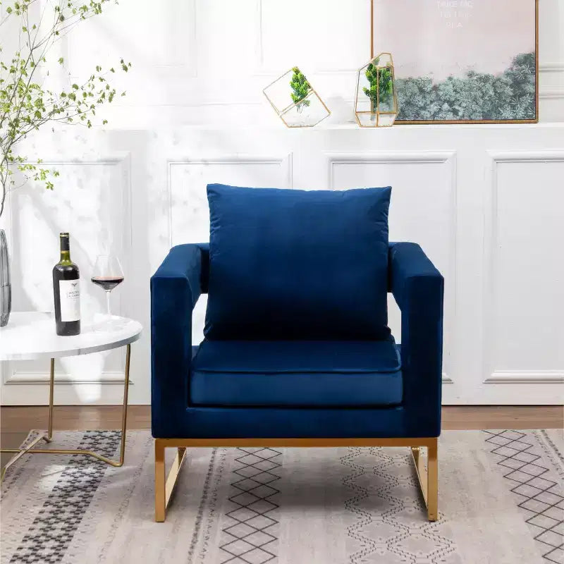 Roundhill Furniture Lenola Contemporary Upholstered Accent Arm Chair, Blue