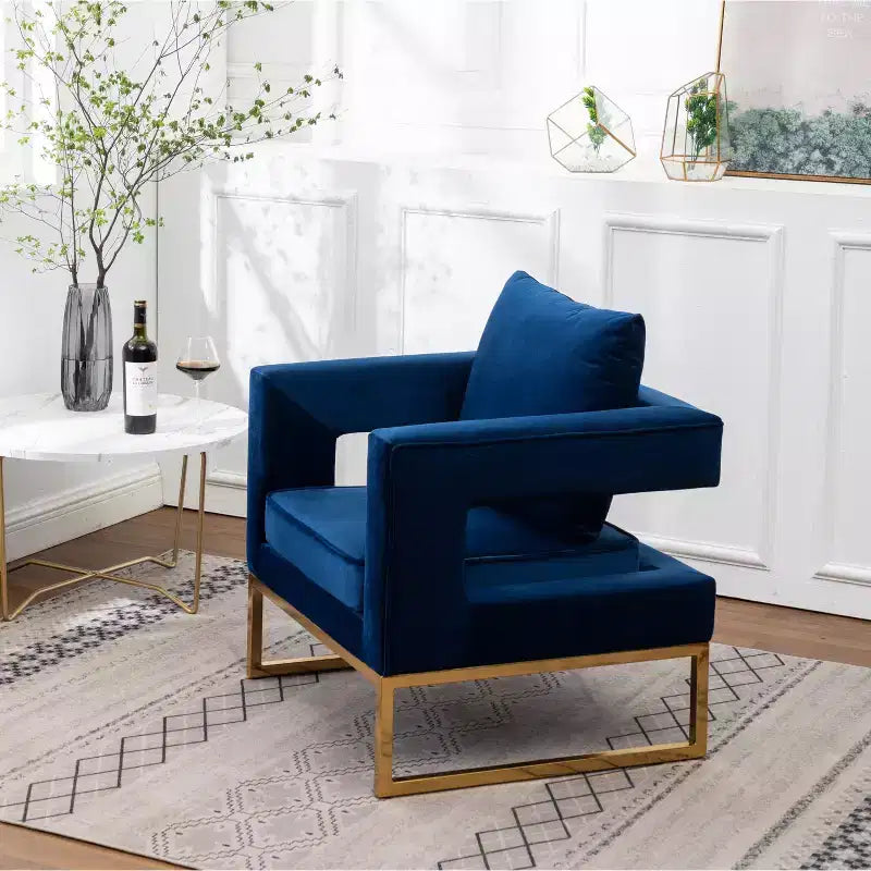 Roundhill Furniture Lenola Contemporary Upholstered Accent Arm Chair, Blue