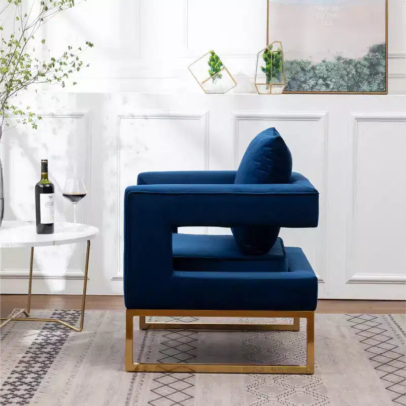 Roundhill Furniture Lenola Contemporary Upholstered Accent Arm Chair, Blue