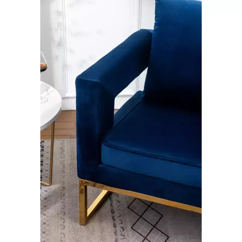 Roundhill Furniture Lenola Contemporary Upholstered Accent Arm Chair, Blue