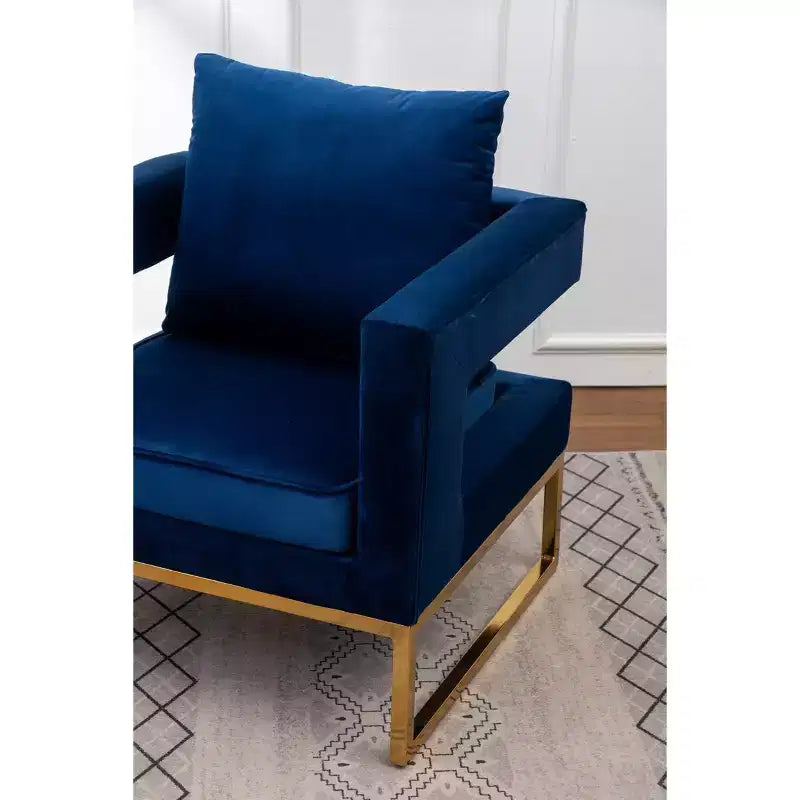 Roundhill Furniture Lenola Contemporary Upholstered Accent Arm Chair, Blue