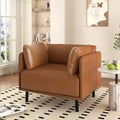 39.17W Vintage PU Leather Lounge Chair with Solid Wood Frame and Steel Legs - ModernLuxe