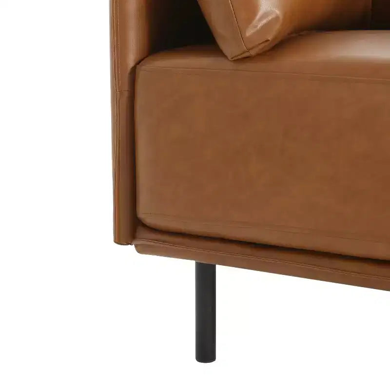 39.17W Vintage PU Leather Lounge Chair with Solid Wood Frame and Steel Legs - ModernLuxe