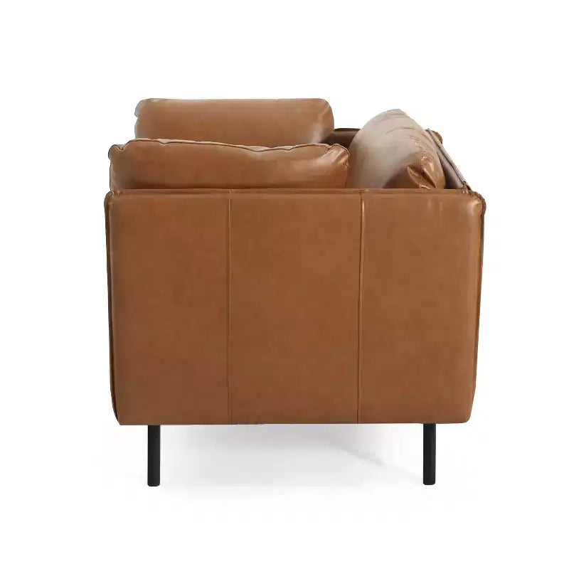 39.17W Vintage PU Leather Lounge Chair with Solid Wood Frame and Steel Legs - ModernLuxe