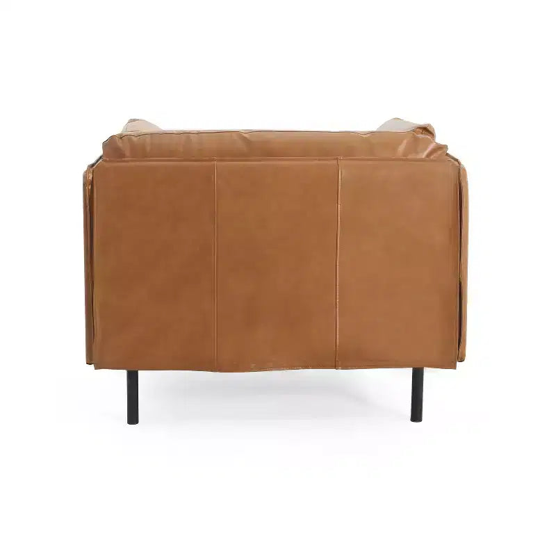39.17W Vintage PU Leather Lounge Chair with Solid Wood Frame and Steel Legs - ModernLuxe