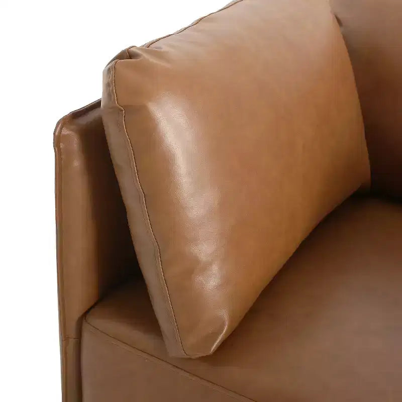 39.17W Vintage PU Leather Lounge Chair with Solid Wood Frame and Steel Legs - ModernLuxe