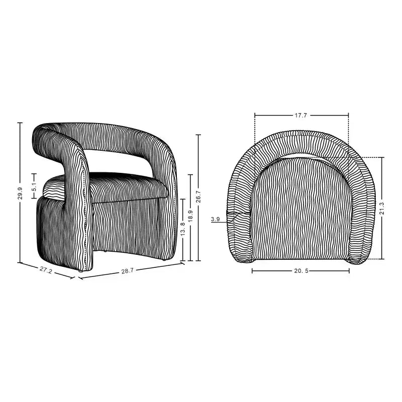 Manhattan Comfort Set of 2 Corvette Modern Velvet Upholstered Dining Chairs