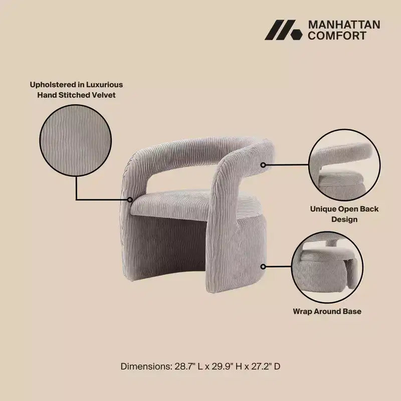 Manhattan Comfort Set of 2 Corvette Modern Velvet Upholstered Dining Chairs