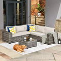Marlton 6pc Wicker Outdoor Patio Furniture Set Conversation Sofa Sectional with a Table and Cushions
