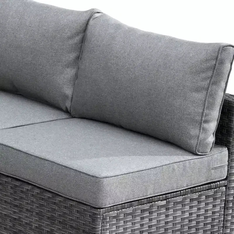 Ensemble de mobilier de jardin 7 pièces en osier de Venise avec canapé sectionnel, table et coussins
