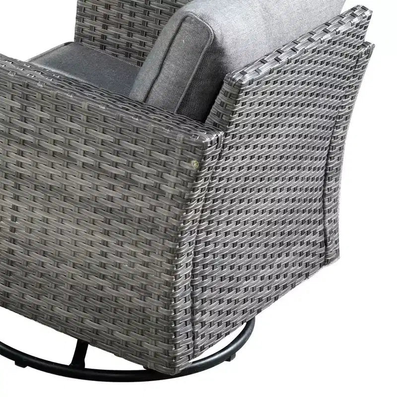Ovios Venise Salon de jardin 7 pièces en osier avec sectionnel de canapé de conversation, chaise pivotante et coussins