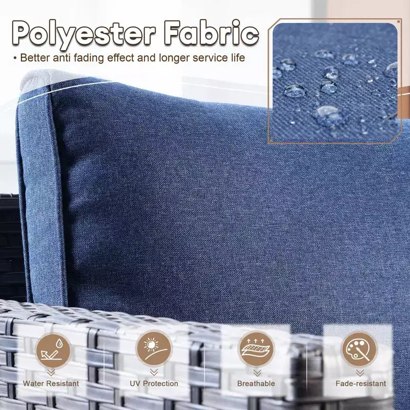 Ovios Tampa Ensemble de conversation de 6 meubles de patio extérieur en osier avec canapé et fauteuils pivotants et coussins