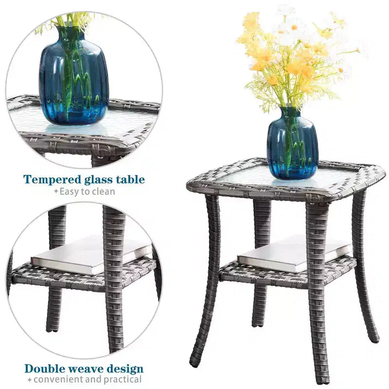 Ovios Tampa Ensemble de conversation de 6 meubles de patio extérieur en osier avec canapé et fauteuils pivotants et coussins