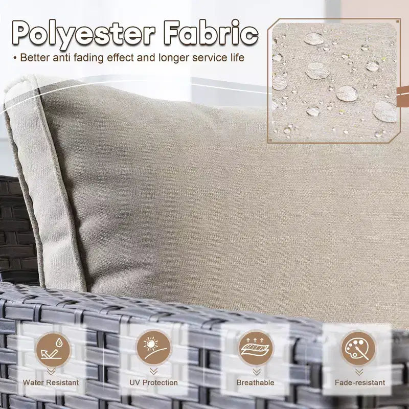 Ovios Tampa Ensemble de conversation de 6 meubles de patio extérieur en osier avec canapé et fauteuils pivotants et coussins
