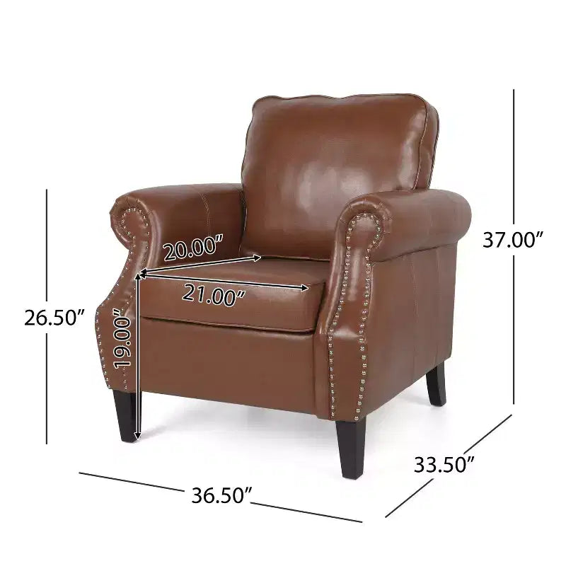 Christopher Knight Home Dowd Faux Leather Club Chair with Nailhead Trim
