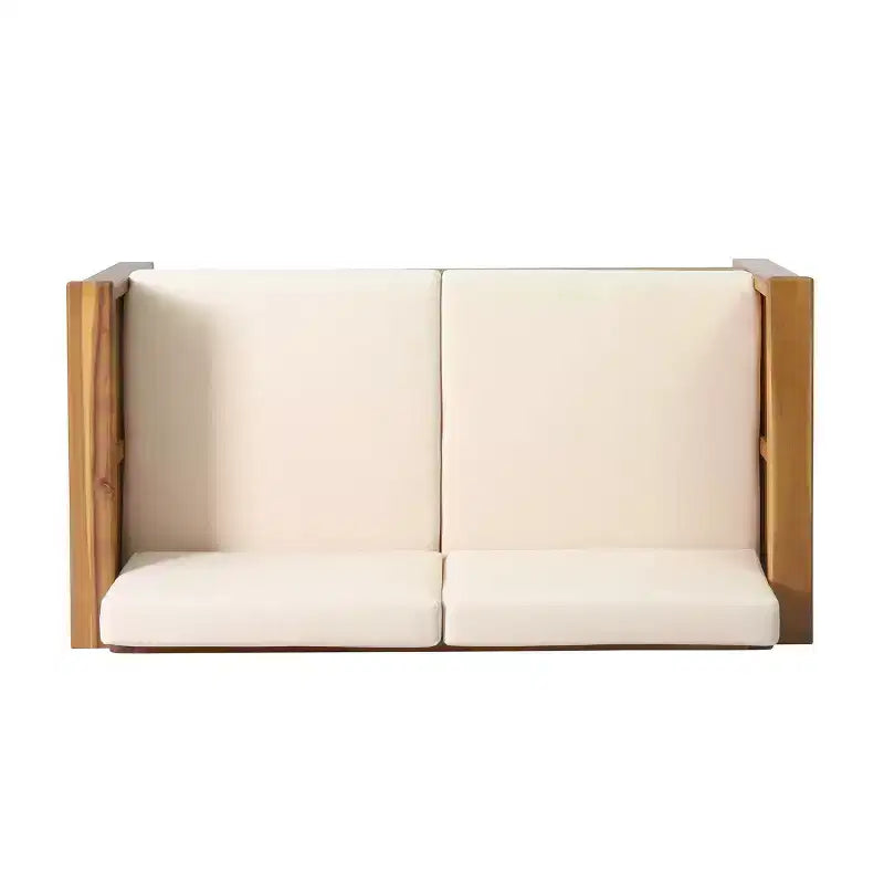 Christopher Knight Home Louver Ensemble deux pièces causeuse et table basse d'extérieur en acacia avec coussins