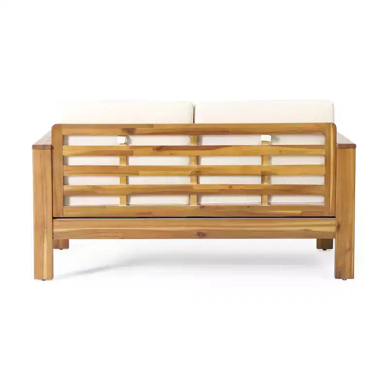 Christopher Knight Home Louver Ensemble deux pièces causeuse et table basse d'extérieur en acacia avec coussins