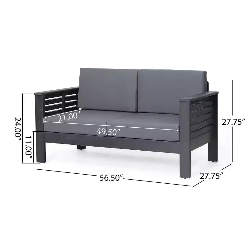 Christopher Knight Home Louver Ensemble deux pièces causeuse et table basse d'extérieur en acacia avec coussins