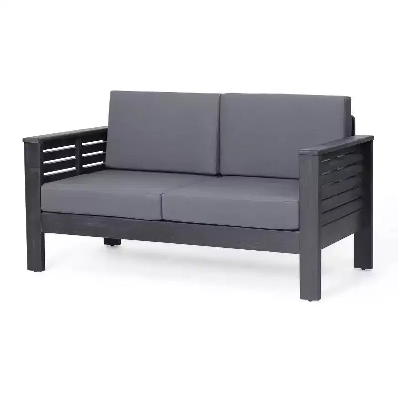 Christopher Knight Home Louver Ensemble deux pièces causeuse et table basse d'extérieur en acacia avec coussins