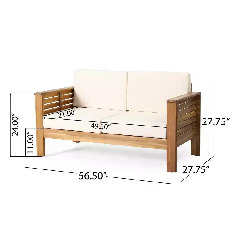 Christopher Knight Home Louver Ensemble deux pièces causeuse et table basse d'extérieur en acacia avec coussins