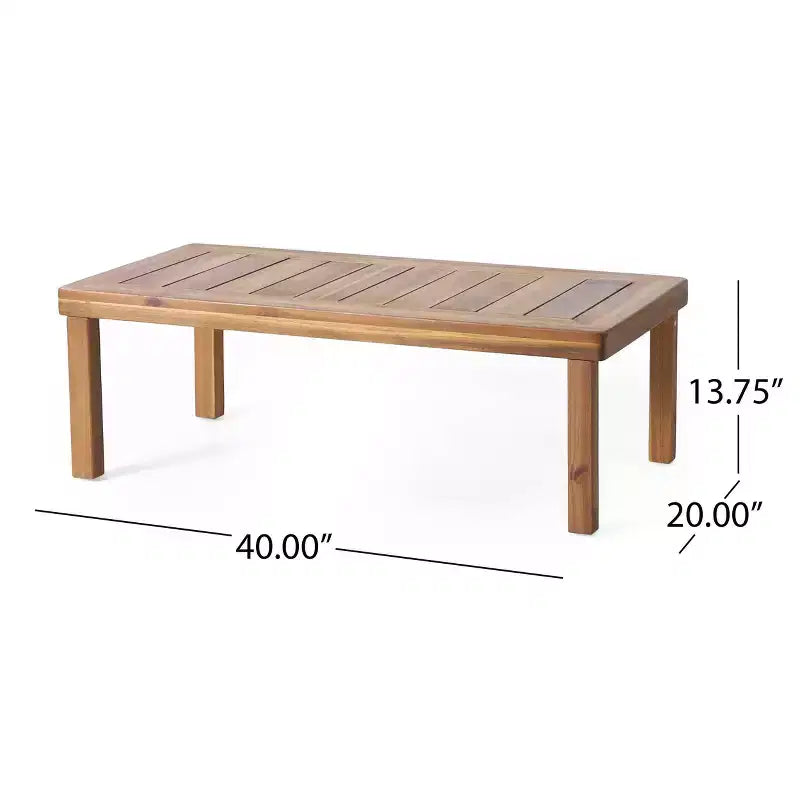 Christopher Knight Home Louver Ensemble deux pièces causeuse et table basse d'extérieur en acacia avec coussins