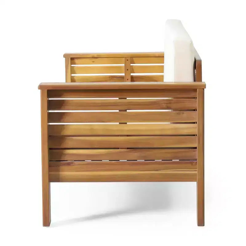 Christopher Knight Home Louver Ensemble deux pièces causeuse et table basse d'extérieur en acacia avec coussins