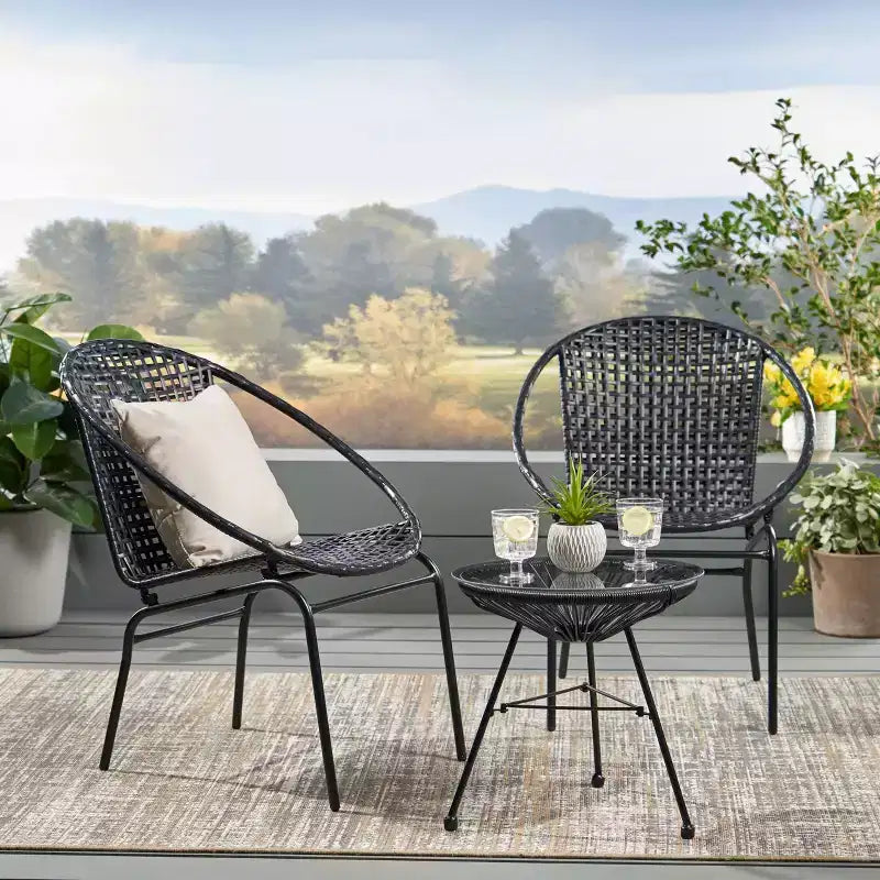 Java 3pc Faux Rattan Modern Chat Set - Christopher Knight Home