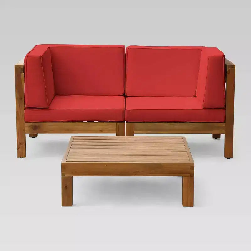 Christopher Knight Home Brava Ensemble modulable 3 pièces causeuse et table en acacia