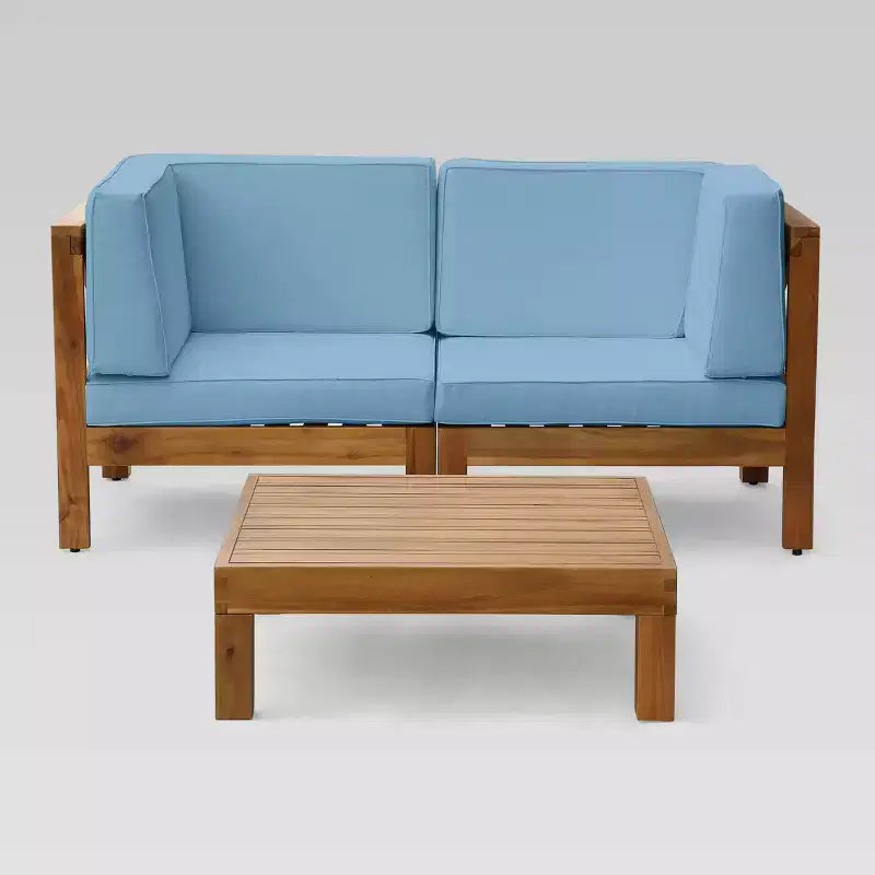 Christopher Knight Home Brava Ensemble modulable 3 pièces causeuse et table en acacia