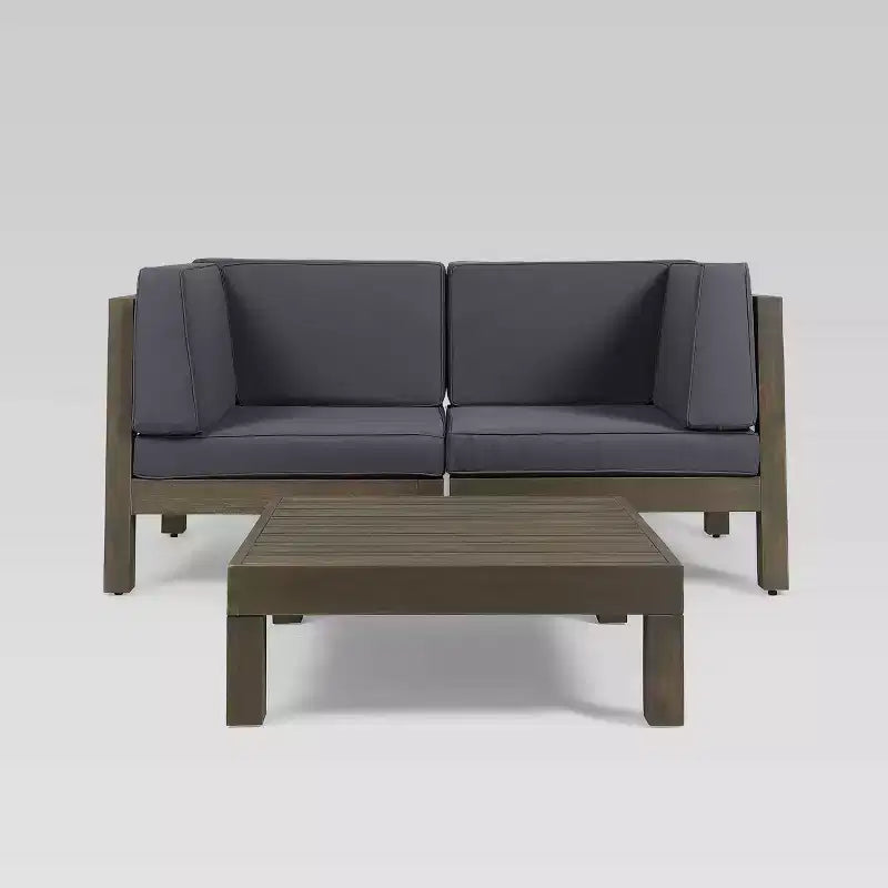 Christopher Knight Home Brava Ensemble modulable 3 pièces causeuse et table en acacia