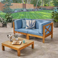 Christopher Knight Home Brava 3pc Acacia Modular Loveseat and Table Set