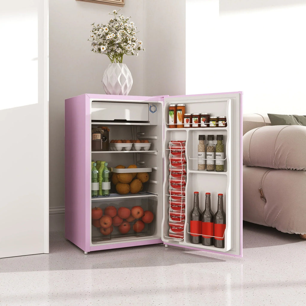 Mini-réfrigérateur de 3,2 pi³ avec congélateur, réfrigérateur compact à porte unique avec thermostat réglable pour chambre à coucher