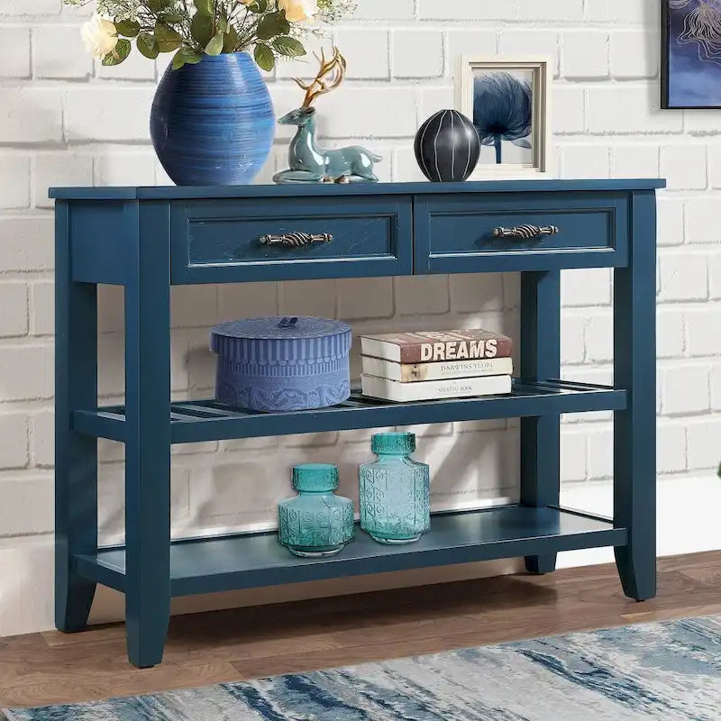 Table console de 42 po avec tiroirs et étagères à niveaux